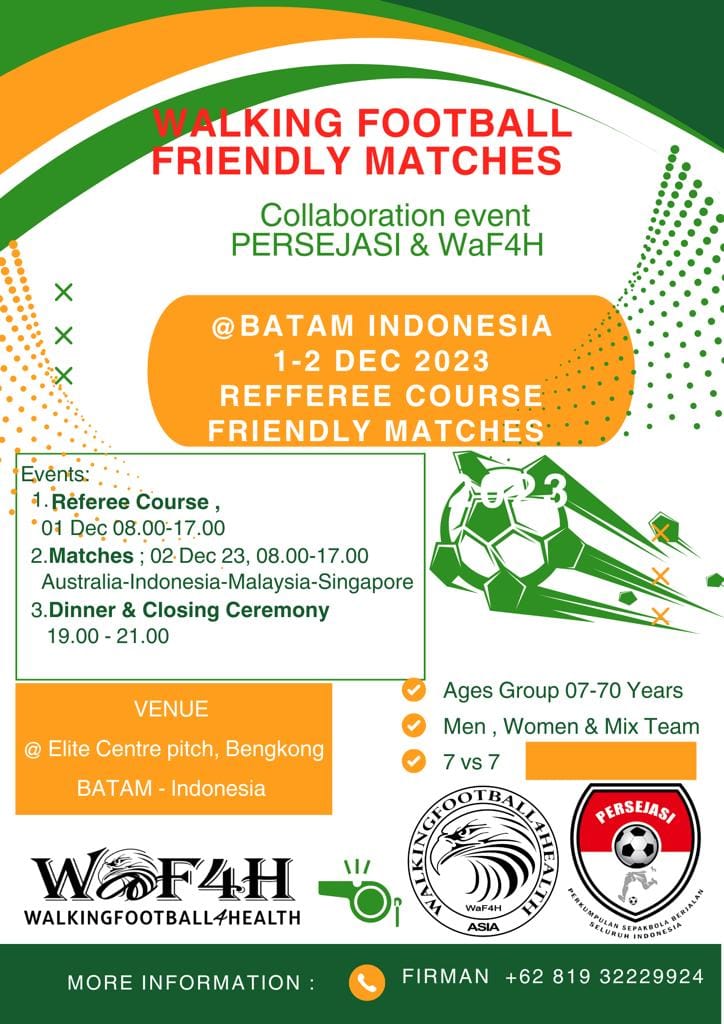 WaF4H in Batam Insonesia 1 3 Dec 2023 Walking Football 4 Health Asia with Persejasi 1