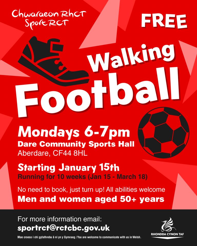 FREE Walking Football Mondays 6.00 7.00pm Dare Community Sports Hall Starting January 15th 2024 768x960