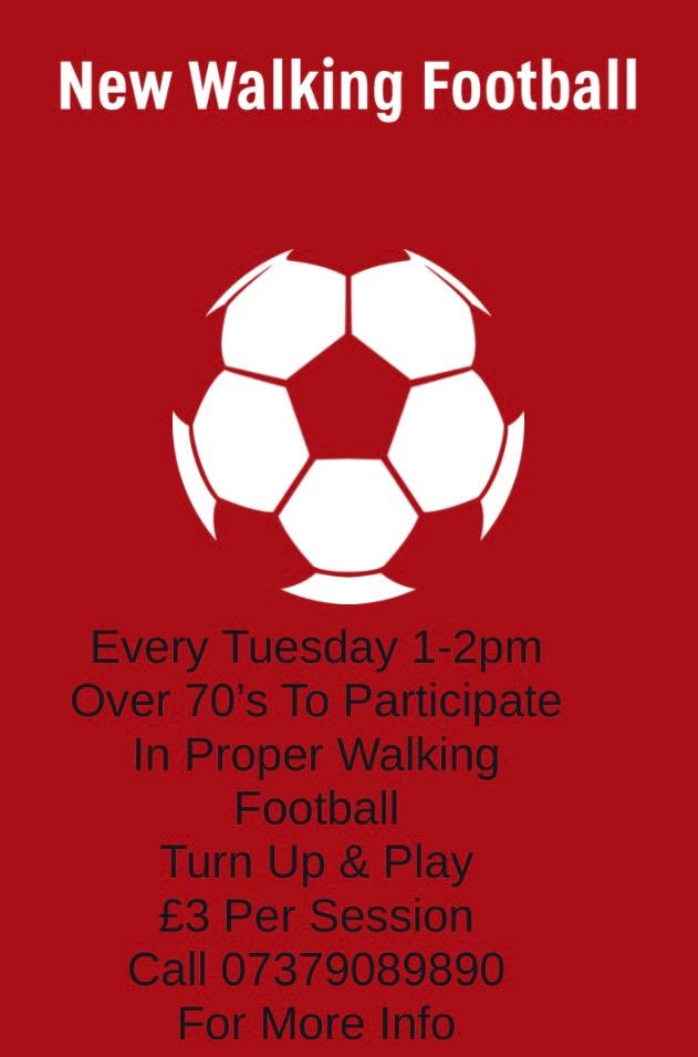 Walsham le Willows Sports Club over 70s walking football Tuesdays 1 2pm 1