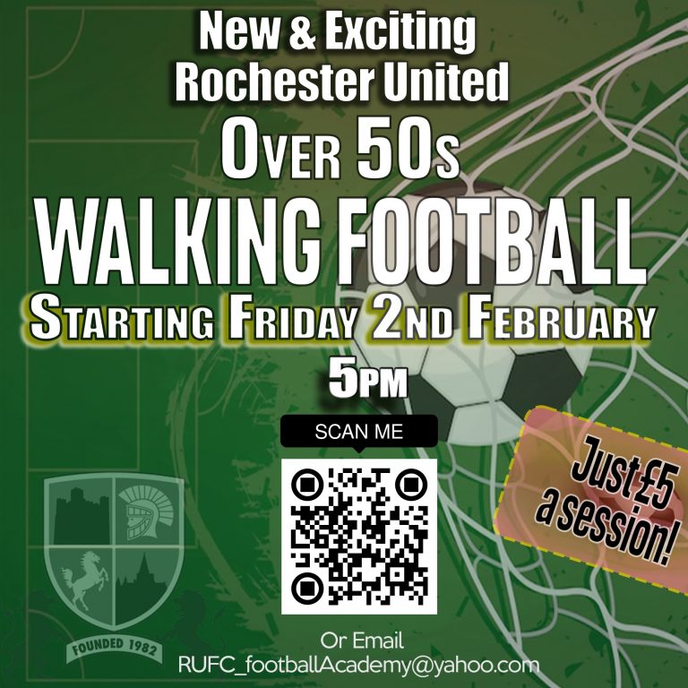 NEW Over 50s Walking Football at Rochester United Fridays 5pm 5 per session 1 768x768