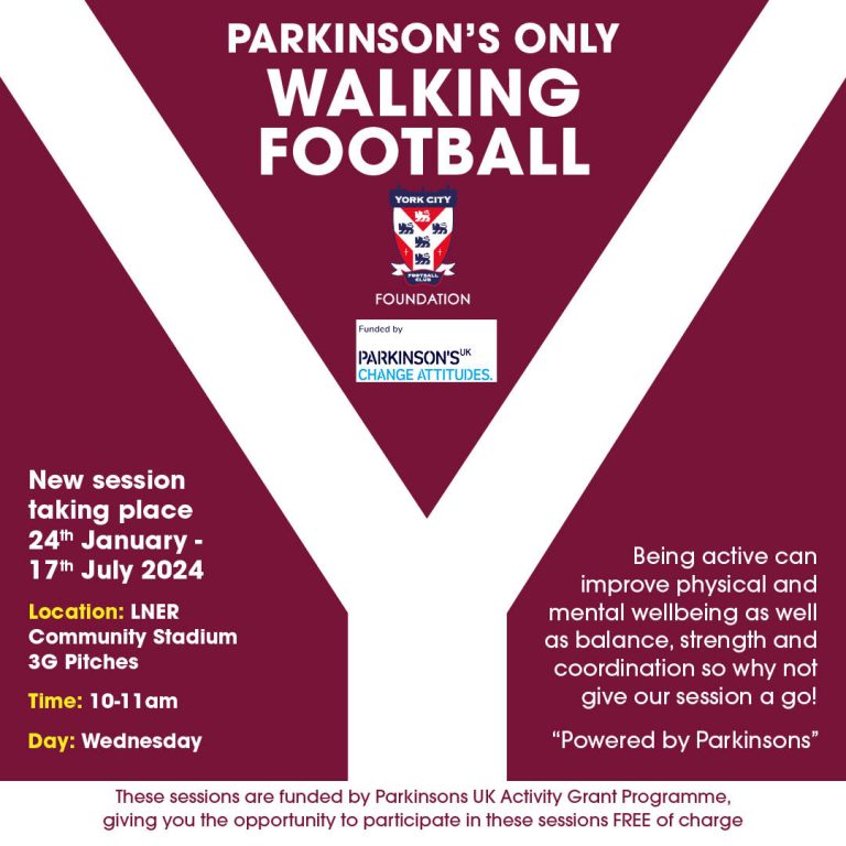 Parkinsons Only Walking Football at the LNER Community Stadium on Wednesday mornings 768x768
