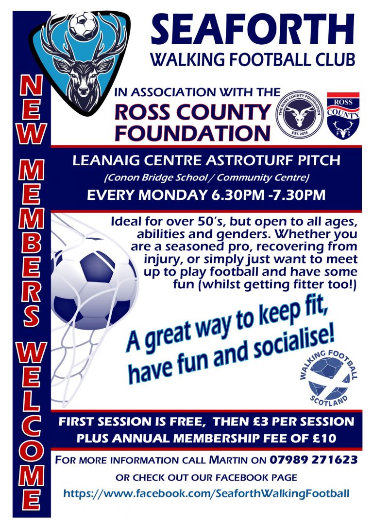 Seaforth WFC in association with Ross County Foundation Leanaig Centre Conon Bridge Modays 6.30 7.30 768x1086