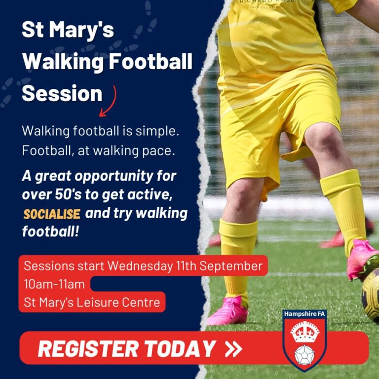 St Marys Leisure Centre Hampshire FA Walking Football session 768x768