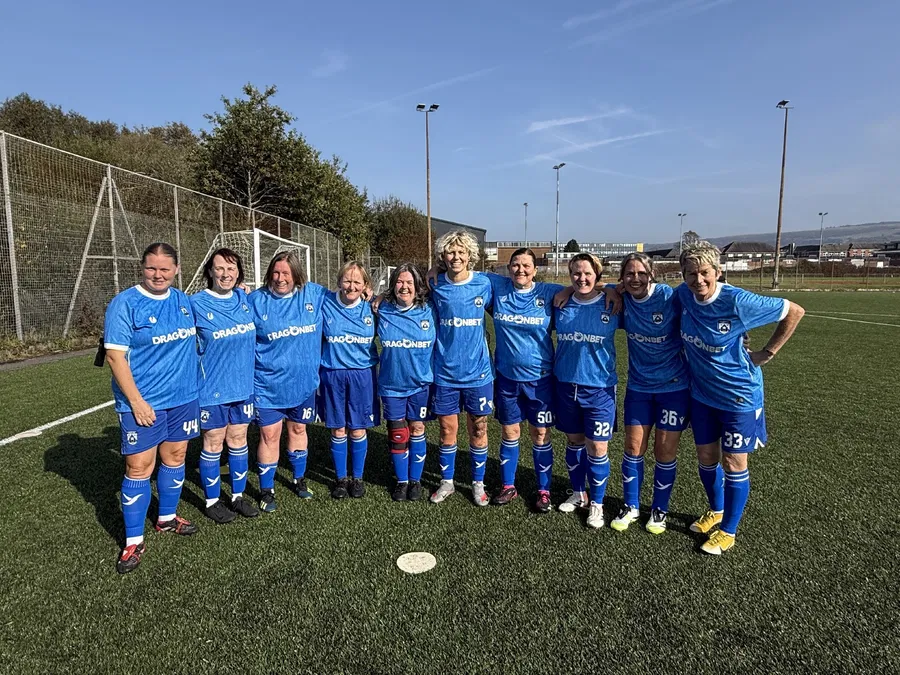 12th October 2025 marked a proud and long-awaited milestone, as the newly-formed Haverfordwest County Walking Football Ladies team stepped onto the pitch for their first-ever league competition day.
The team is coached by Leanne Jones, who also leads Haverfordwest County’s girls under-13s, and she played a pivotal role on the pitch throughout the day. The side was captained by Marie Tilley, who brought valuable experience to the squad, having represented Wales at both the Walking Football World Cup and the Homeless World Cup this year.