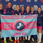 Workington St Joseph’s women’s walking football team capped their remarkable progress with an appearance at national finals. It proved a memorable experience for the players, competing at St George’s Park the home of the FA where legends of the beautiful game train and play. They had made it to the FA walking football cup finals where the team was backed by a very large and vocal group of supporters. Out of just under 200 women’s teams who entered this season’s competition, Workington finished joint 4th on the day after one win, one draw and 3 defeats in the league stages of the event.