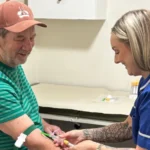 Men aged 50 and over in the UK can request a free Prostate Specific Antigen blood test from their GP if they are concerned about prostate cancer, even without symptoms. Morris Weightman, a player for Abingdon Almost Athletic Walking Football Club was one of the men to take advantage of the on site testing.