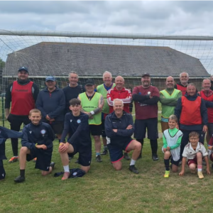 The Old Bexhillians Walking Football Club and seniors and juniors of Little Common Football Club joined forces on Sunday 10th May at the latter's home ground in Little Common to take part in a Charity Fun Day in aid of Veterans Growth. This is a military charity that was formed to assist representatives of the three armed forces - the Navy, Army & Royal Air Force - who need help in improving their all-round wellbeing.