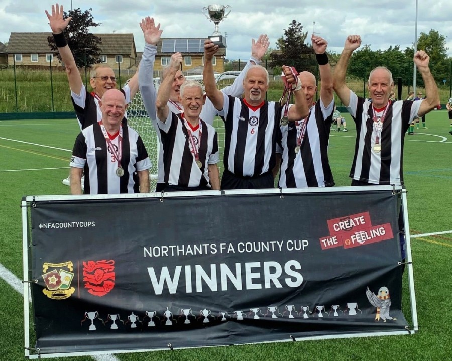 In his walking football career, Paul Haynes has won several regional and national trophies with Luton Town Football club, Hartshill Strollers and Moulton Masters. Earlier in the year it was Paul’s penalty that won the Northants FA County Cup O65s, as Moulton Masters beat Brackley Town.