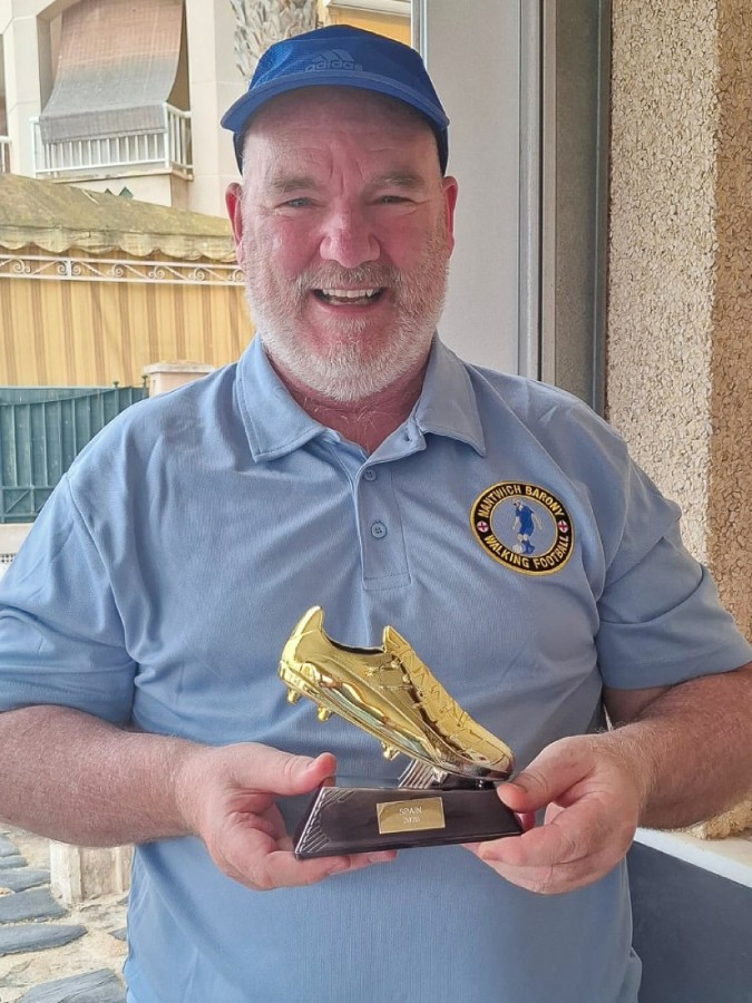 The non-playing manager, who helped organise Nantwich Barony Walking Football and was described as the "glue that keeps us all together", received a Golden Boot award for his efforts. The squad also unanimously voted Andrew Hendrie Man of the Tour in recognition of his organisational skills, leadership and work in bringing the trip together.